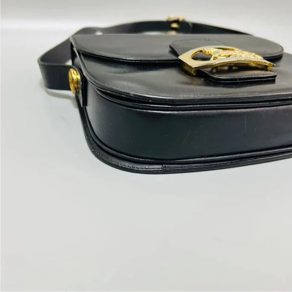 Celine Black Shoulder Bag with Gold Horse Accent - Picture 9 of 16